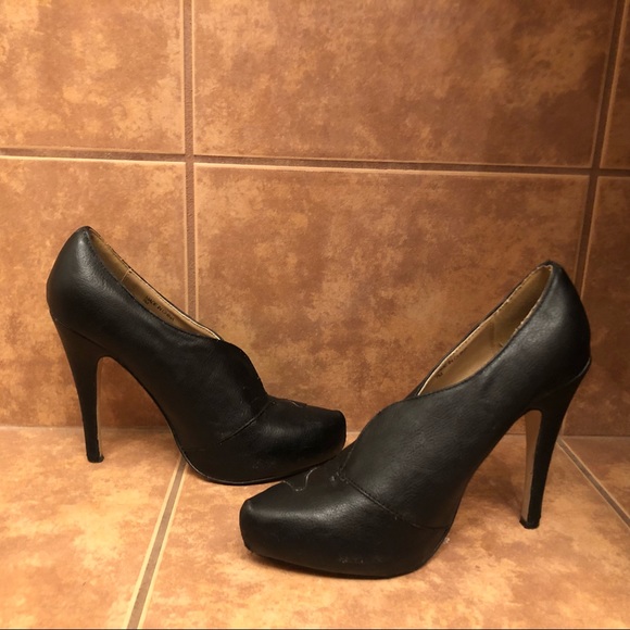 JENNIFER LOPEZ Black Leather Bootie Heel Platform - Picture 4 of 8